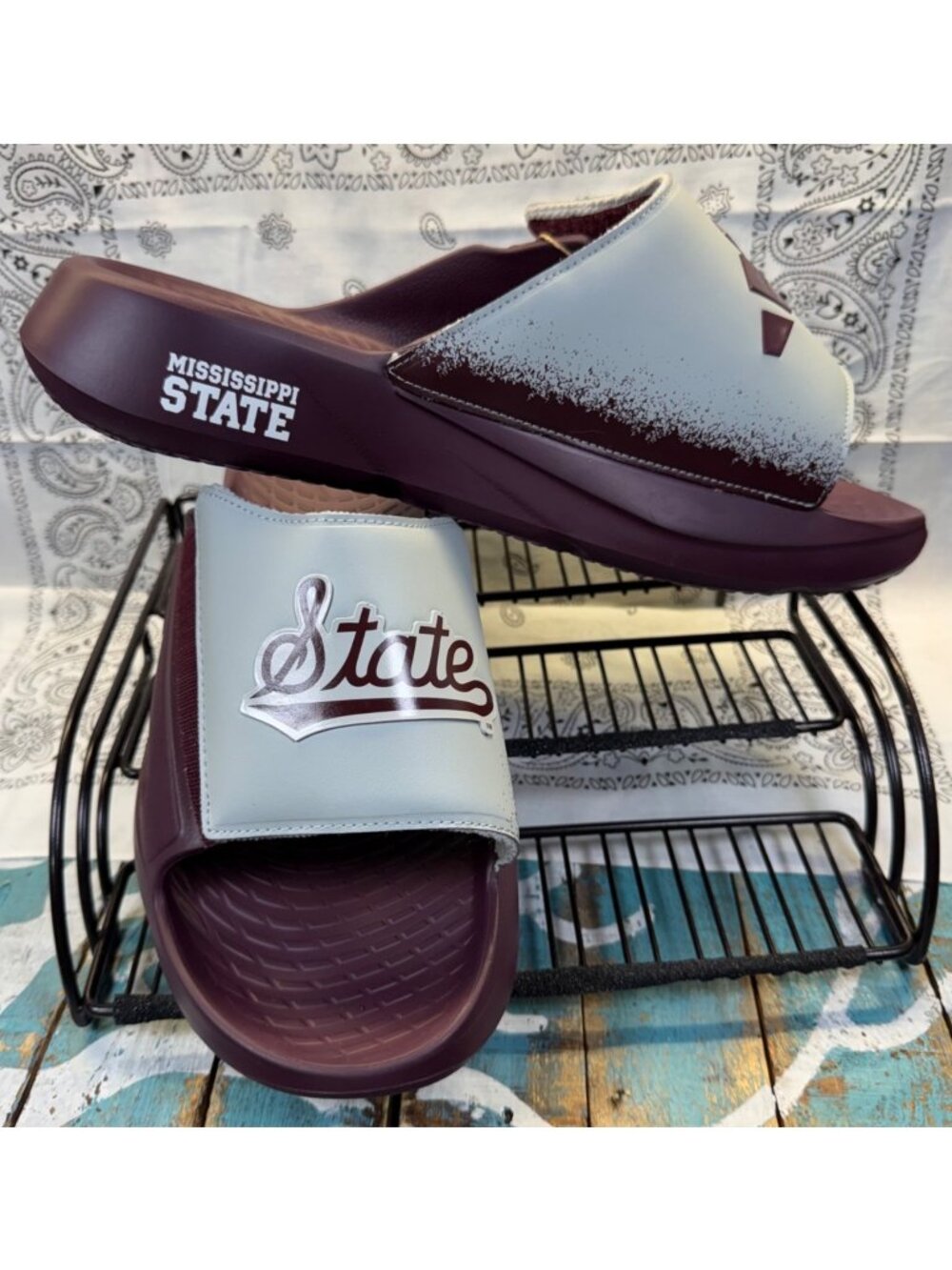 NEW Adidas "Mississippi State Bulldogs" Maroon LightBlaze Slide IH7118 Men Sz 12